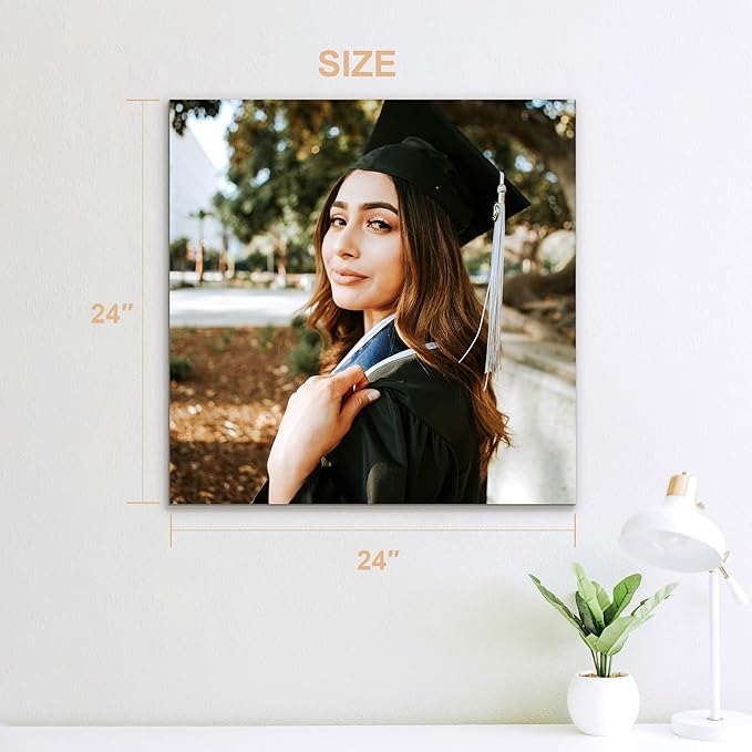 Custom Graduation Canvas Prints with Your Photos,Graduation Decorations, Personalized Graduation Canvas Wall Art Gifts Idea for Daughter, Son, Sibling or Friend (24" X 24")