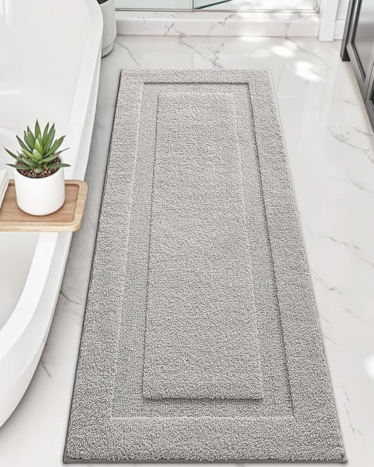 LUMI Ultra Soft Bathroom Rugs Non Slip with Rubber Backing, Absorbent Washable Bath Mat Quick Dry, Upgraded Premium Microfiber Plush Carpet for Bathtub and Shower Floor, Grey,24x60