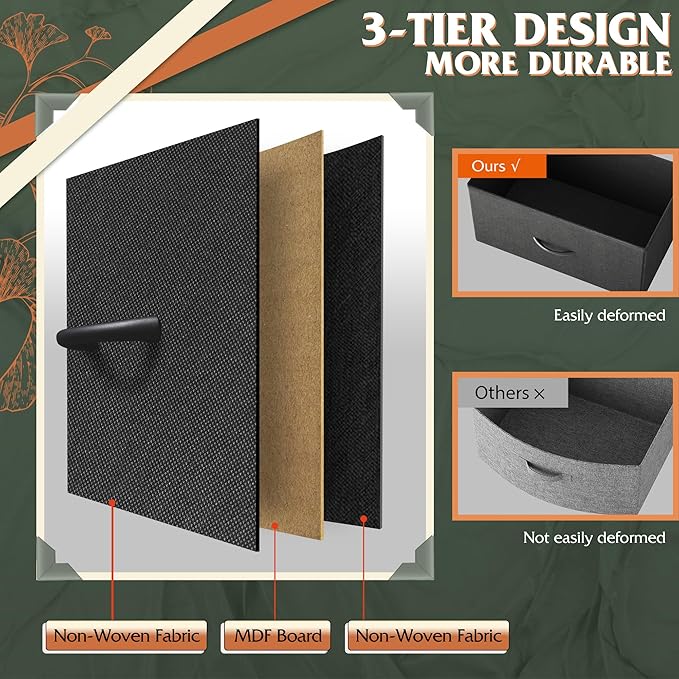 WLIVE Storage Organizer Unit with 12 Fabric Bins, Storage Drawers Organizer with Steel Frame, Tall Storage Tower Organizaton for Living Room, Hallway, Office, Charcoal Black