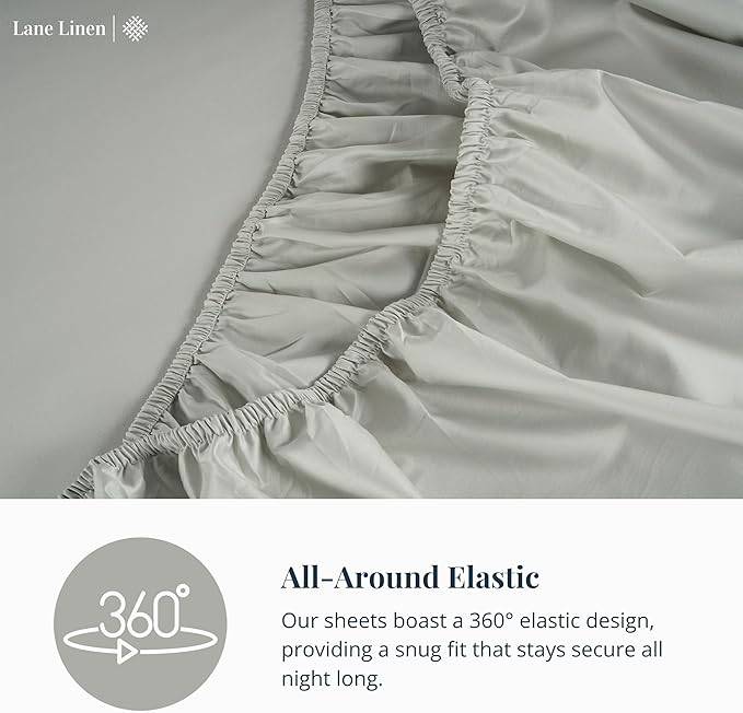 LANE LINEN 600 TC 100% Mercerized Cotton Twin XL Sheets Set, Soft & Comfy Sateen Weave - Perfect for Hospital beds or Dorm Room, Luxury Hotel Like Thick Sheets Twin XL Size Sheet Set - Mineral