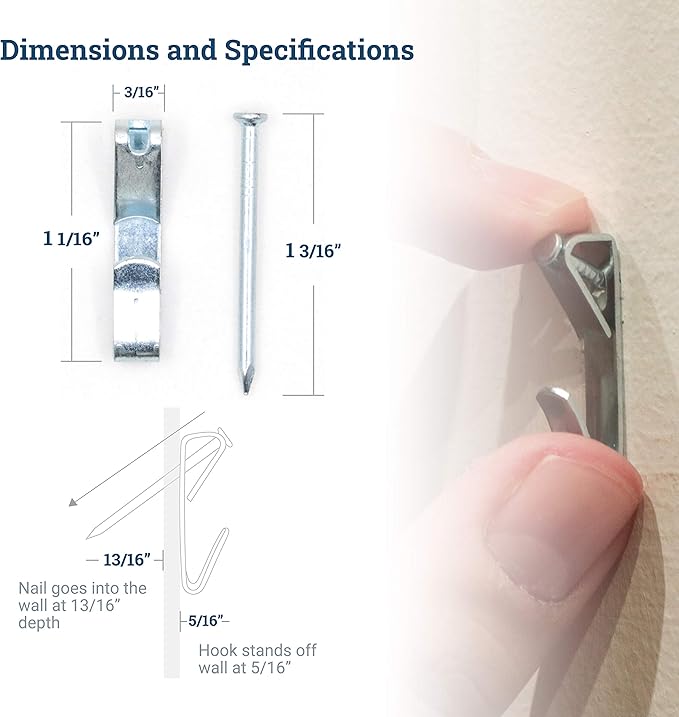 30 lb Picture Hanging Hooks with Wall Nails - 1000 Pack - Heavy Picture Hangers - Bulk 1000 Pack