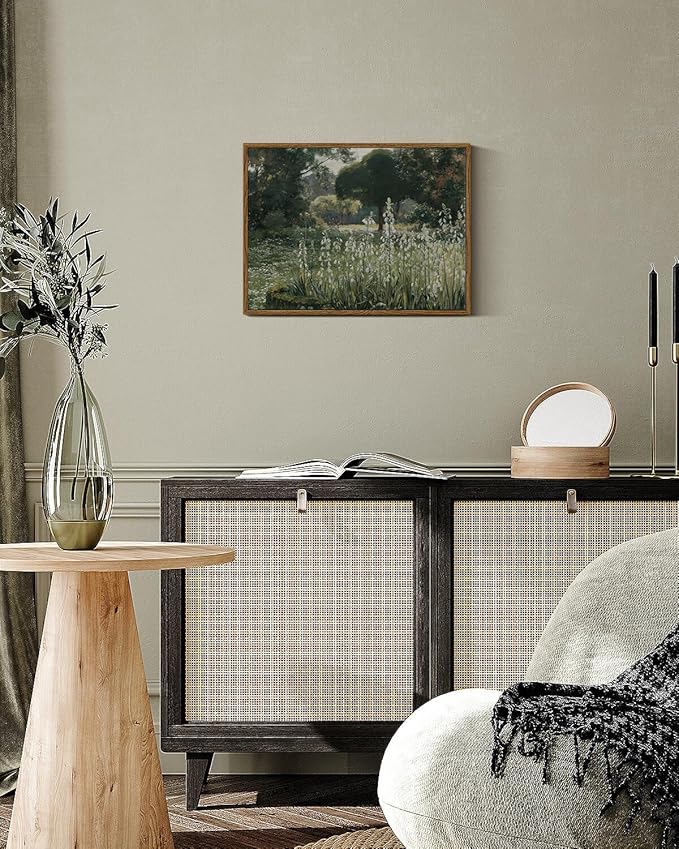 InSimSea Framed Canvas Wall Art Vintage Decor, Landscape Wall Art, Summer Hyacinths Vintage Paintings Prints, Flower Pictures for Bathroom Wall Decor, Wild Field Landscape Wall Picture, 12"x16"