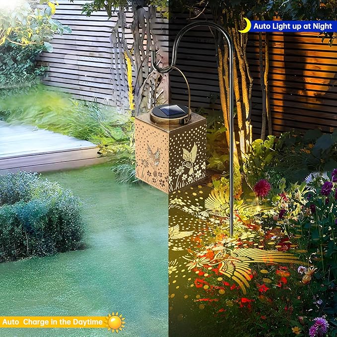 2 Pack Bronze Solar Lights Outdoor Waterproof Decorative - Gifts for Women Mom Grandma, Hummingbird Garden Decor for Yard, Patio,Backyard, Porch , Garden (Hummingbird)