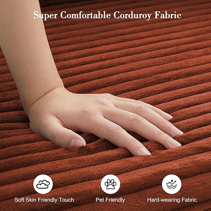 Sectional Boneless Couch Convertible Sofa Bed, 78'' Modular Sectional Sleeper Sofa with Removable Armrests & 3 Pillows, Small Floor Couch No Assembly Needed for Living Room, Office, Bedroom, Orange