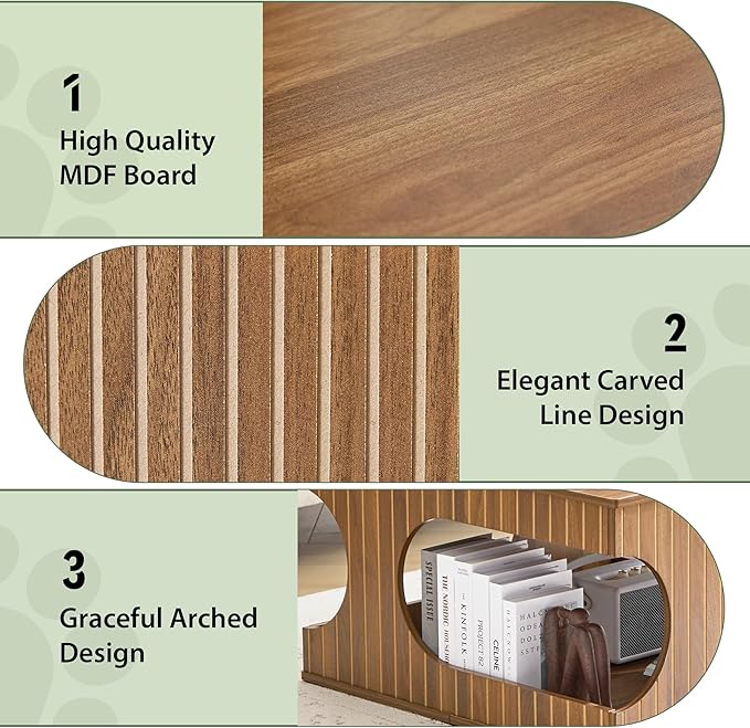 31.5" Square Coffee Table with Storage, Mid-Century Modern Center Table with Arched Cutouts and Carved Lines, 2-Tier Tea Table for Living Room, Cat-Friendly Base (Walnut)