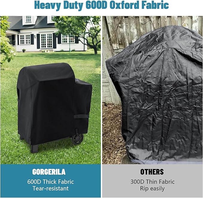 Grill Cover for Weber Searwood 600 Pellet Smoker, 47" Heavy-Duty 600D Waterproof Grill Cover with Adjustable Straps