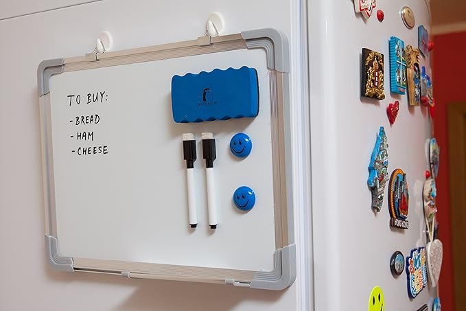 Whiteboard Set - 15 x 12 in Dry Erase Board with 1 Magnetic Dry Eraser, 4 Dry Wipe Markers and 4 Magnets - Small White Board Wall Hanging Marker Board for Home Office School (15x12)