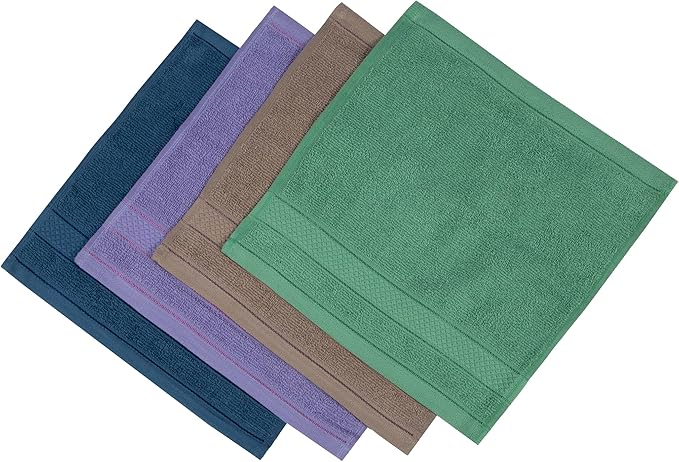 Casa Lino Face Towels & Body Wash Cloths for Showering - 100% Cotton Wash Cloths for Bathroom - Highly Absorbent & Quick Drying Washcloth Set - Cotton Washcloths 24 Pack (12" x 12") - (Multicolor II)