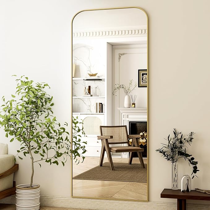 HARRITPURE 28"x71" Full Length Mirror Floor Mirrors Freestanding Hanging or Leaning Large Mirrors Full Body Mirror with Stand for Cloakroom, Bedroom, Living Room, Gold