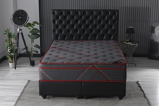 Ottomanson King 13" Luxury Black Eurotop Mattress - Medium-Firm Hybrid Comfort - Made in USA - Premium Quilted Cover - Fiberglass-Free - Bed in a Box