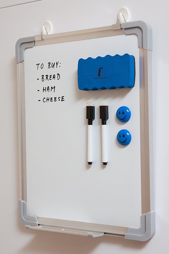 Whiteboard Set - 12 x 15 in Dry Erase Board with 1 Magnetic Dry Eraser, 4 Dry Wipe Markers and 4 Magnets - Small White Board Wall Hanging Marker Board for Home Office School (12x15)