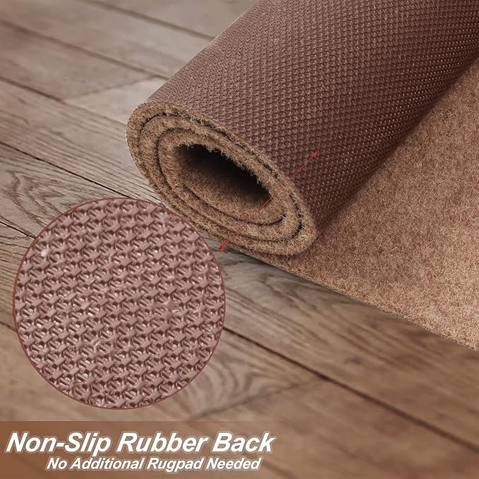 3' x 22' Runner Rugs with Rubber Backing, Indoor Outdoor Utility Carpet Runner Rugs, Sand, Can Be Used as Aisle for The RV and Boat, Laundry Room and Balcony