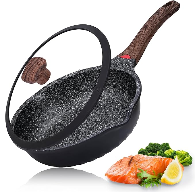 Vinchef Nonstick Deep Frying Pan Saute Pan with Lid, 10in/3Qt Skillet Pan, German 3C+ Ceramic Coating Technology, Aluminum Casting, Induction Compatible