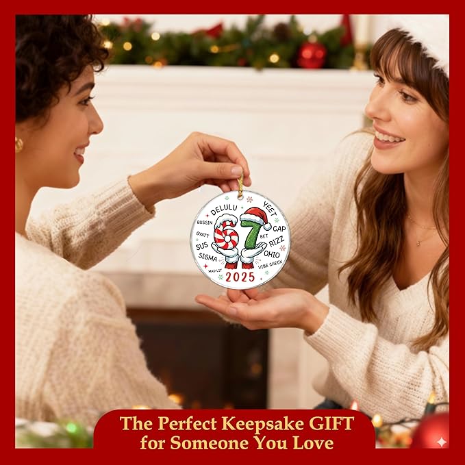 Funny 67 Christmas Ornament 2025, Six Seven Teen Slang Xmas Ornaments 2025, 67 Ornament, 6-7 Hanging Christmas Decorations, 6 7 Meme Gifts for Teen Girl, Boy, Viral Xmas Decor