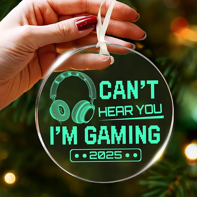 Gaming Ornaments for Christmas Tree - Innovative Gamer Ornaments 2025 Design, Gifts for Video Games Lovers, Unique Headphone Ornament, 'Can't Hear You, I'm Gaming' Theme, Ideal Gift for Gamers