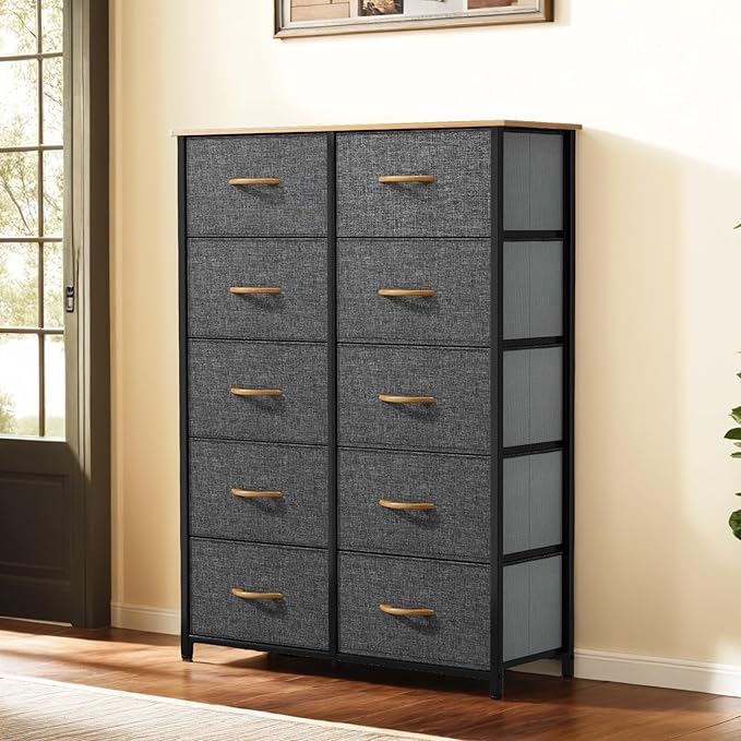 YITAHOME 10 Drawers Dresser, Fabric Dresser, Fabric Storage Tower, Organizer Unit for Bedroom, Living Room, Hallway, Closets