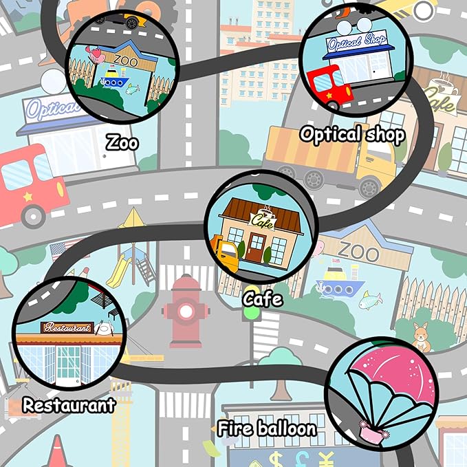 Car Rugs for Kids Toy Cars - City Life Car Road Rug for Playroom Car Track Rug Car Carpet for Kids Boys Girls Living Room Bedroom Classroom, 4'5''×6'