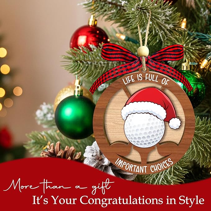 Golf Christmas Ornaments 2025 - Golf Ornaments For Christmas Tree - 2 Layer Wooden Hanging Decor For Sport Fans, Golfer, Sport Lovers, Coaches - Xmas Gifts For Golfers - Funny Golf Gifts For Men Woman