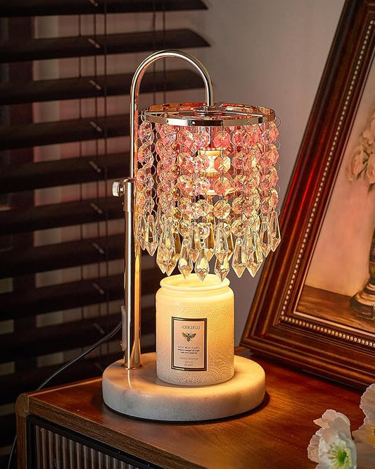 Candle Lamp Warmer with RGB Mode for Adjustable Height, Candle Warmer Lamp with Marble Base for Adjustable Height, Crystal Candle Warmer Lamp for Jar Candles, House Warming Decor Gifts, French Gold