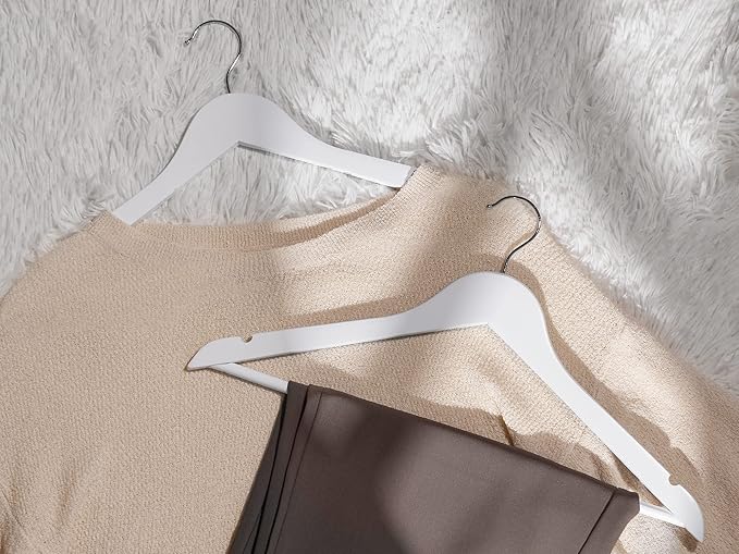 StorageWorks White Wooden Hangers, 20 Pack Wood Hanger for Closet, Coat Hangers for Coats, Shirts, Pants, Bridesmaid Suits, Wedding Dress