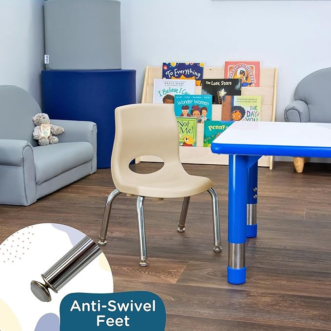 Children’s Factory MyPosture Plus 8" Chair, Tan with Chrome Legs, 2 Pack, Stackable Ergonomic Seating Solution for Classrooms and Homeschools