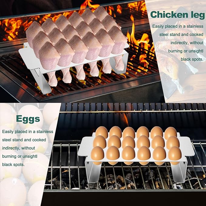 2Pcs Jalapeno Poppers Rack for Grill with Pepper Corer Tool, 18 Holes Poppin Popper holder jalapeños Vooker Pepper Grilling Rack, Stainless Steel Chili Roasting Rack BBQ Pepper Holder