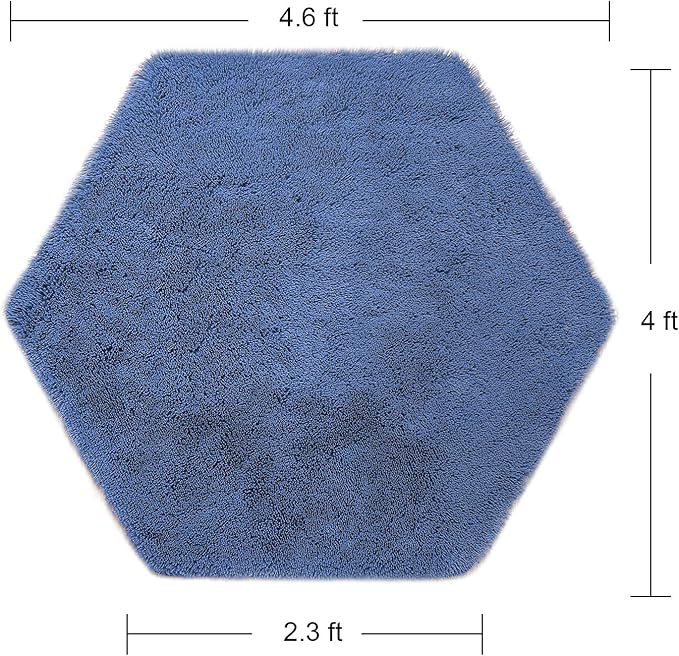 junovo Ultra Soft Rug for Nursery Children Room Baby Room Home Decor Dormitory Hexagon Carpet for Playhouse Princess Tent Kids Play Castle, Diameter 4.6 ft, Navy Blue