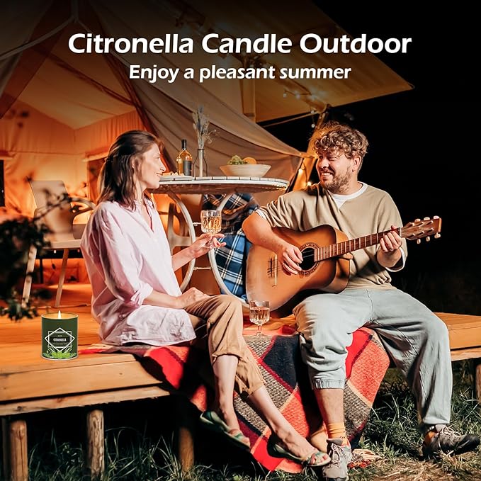 Citronella Candles Outdoor 4-Pack, Total 36oz Citronella Candles for Outside Patio, Camping & Garden, Summer Gifts for Indoor Home Scented, 50-Hour Burn Time, 9 Ounce Each