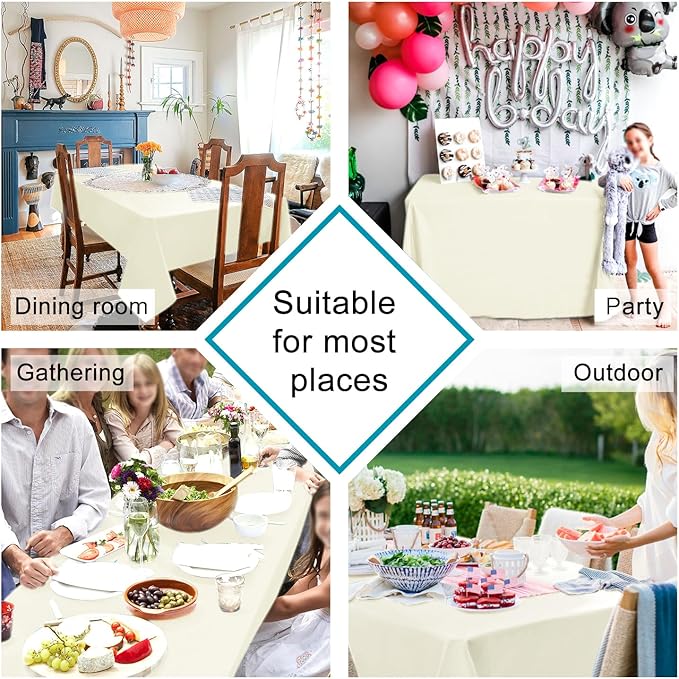 Hiasan Champagne Square Tablecloth - Waterproof and Spillproof Restaurant Washable Polyester Table Cloth for Dining Room, 54 x 54 Inch