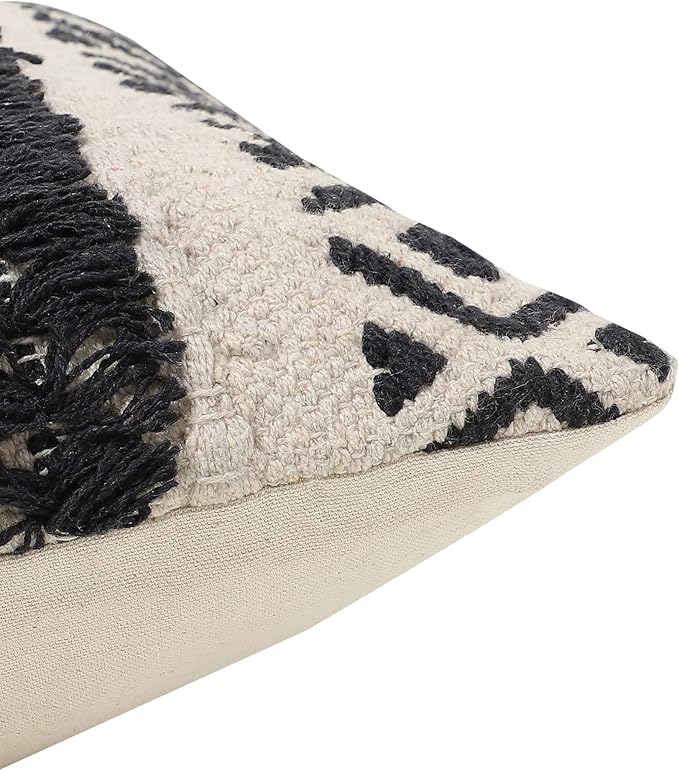 REDEARTH Handmade Boho Throw Pillow Covers - Bohemian Chic Farmhouse Style - Accent Woven Indoor and Outdoor Pillow Cushion Cases for Couch - Bed - Chair - Sofa - Benches – Set of 2-18"x18" - Black