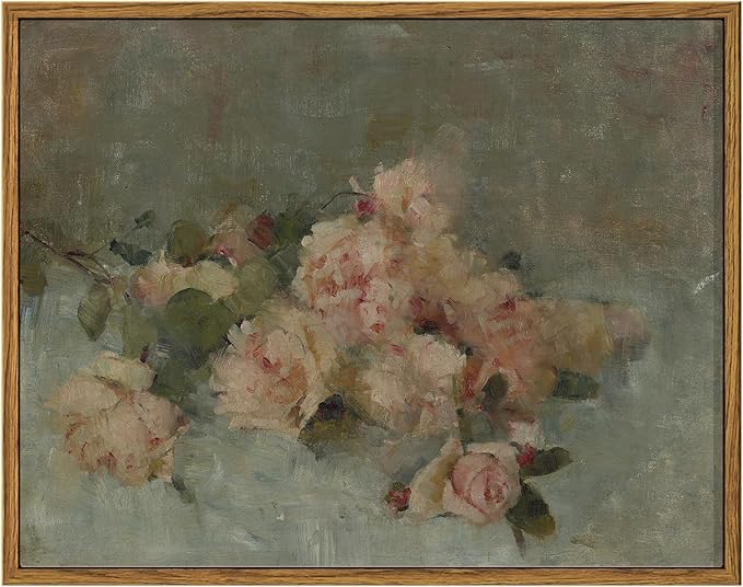 InSimSea Framed Wall Art for Living Room Decor Classical Oil Painting Roses Canvas Prints Vintage Wall Art Decorations for Bedroom Home Office Bathroom Decor 11x14in