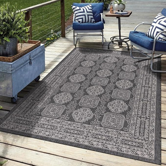 Keen Home Design Terrace Outdoor Area Rug - 10x14 Washable Indoor/Outdoor Rug for Patio, Kitchen, Balcony, Beach, Garden, Deck and Porch, Size: 10'x14'