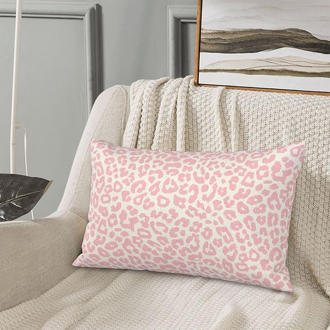 Leopard Print Pillow Covers 12x20 Pack of 2 Pink Animal Pattern Cheetah Decorative Throw Pillow Covers Outdoor Decor Boho Abstract Modern Pillowcase Farmhouse Lumbar Cushion Case for Home Sofa