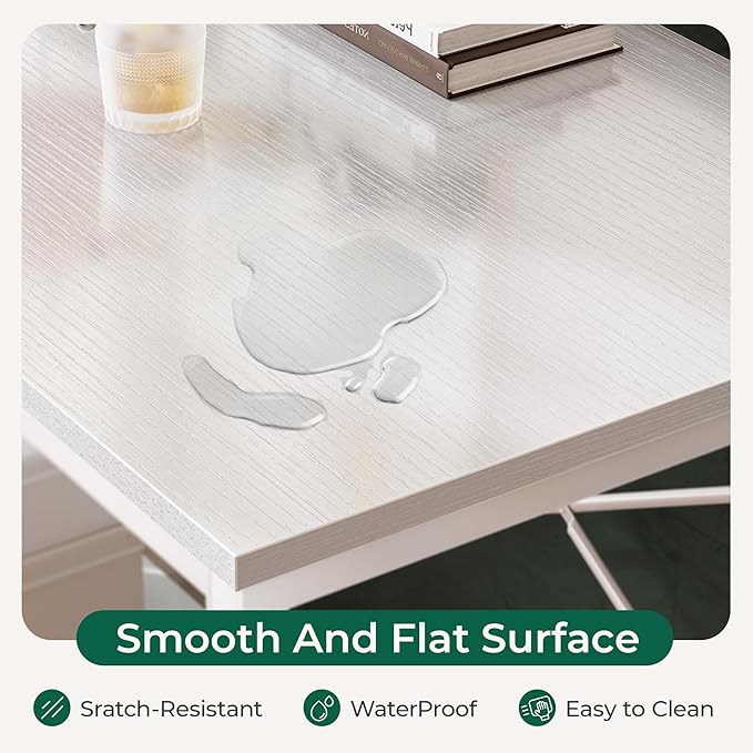 Huuger L Shaped Desk, 39 Inches Computer Desk with Reversible Storage Shelves, for Gaming Corner Home Office Writing Study, Metal Frame, White