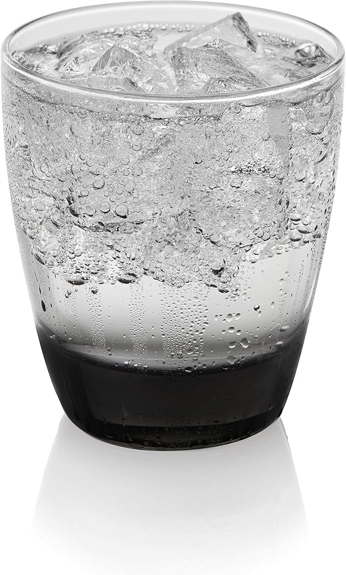 Libbey Classic Rocks and Tumbler Glasses Set of 16, Smoke Hue, Lead-Free Water Glasses, Dishwasher Safe Drinking Glasses Set