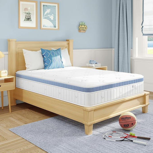 Yaak Twin Mattress 8 Inch, Hybrid Mattress in a Box Twin Size, Individual Pocket Spring Single Bed Mattress with Breathable Memory Foam, Pressure Relief, Medium Firm Twin Size Mattress 75"x39"x8"