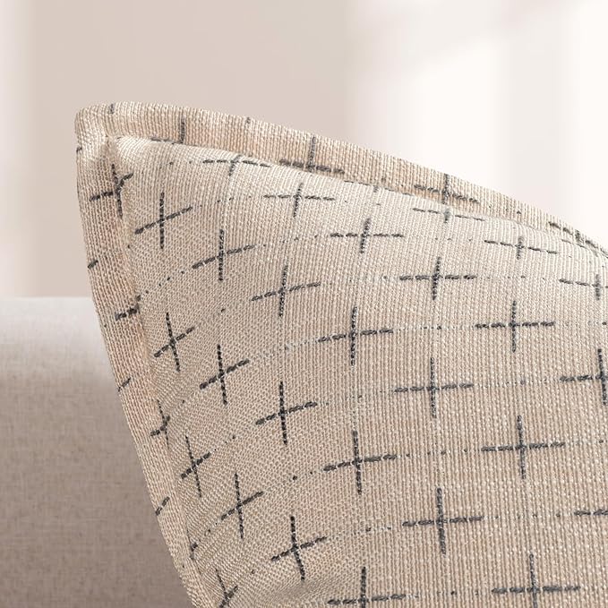 ZWJD Pillow Covers 26x26 Set of 2 Soft Polyester Textured Pillow Covers with Stylish Flange Edge Cozy Farmhouse Throw Pillows for Couch Bed Sofa Living Room
