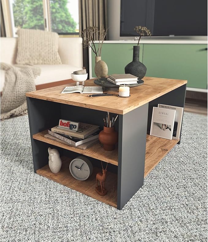 2-Tier Ideal Coffee Table - Compact Small Living Room Table with Storage