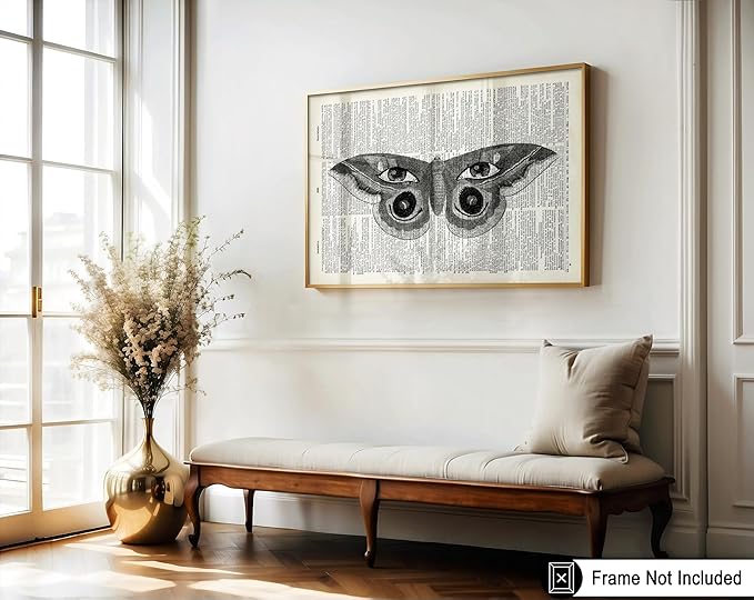Poster Master Dictionary Art Poster - Butterfly Print - Eyes on Wings Art - Insect Art - Gift for Men, Women & Animal Lover - Gothic Decor for Living Room, Bedroom or Dorm - 11x14 UNFRAMED Wall Art
