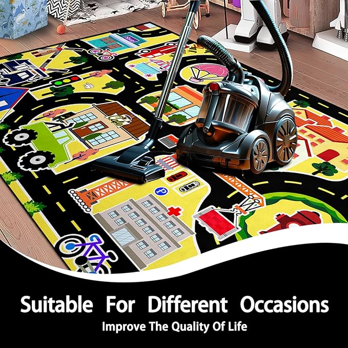 Car Rugs for Kids - Car Track Carpet for Boys Road Rug for Bedroom Road Map Carpet for Kids Toy Play Mat Farm, 4. 5x6 Feet