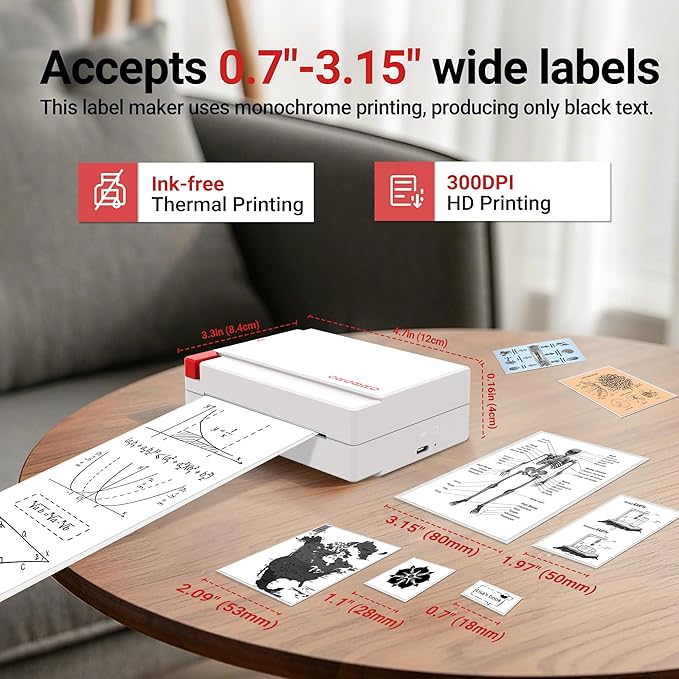 ORGBRO Mini Sticker Printer Machine, X3 Portable Thermal Sticker Maker with 3-Inch Stickers, Print Pod, Bluetooth Inkless Printer for Smartphones, Impresora Portátil for Notes, Journal, DIY, Kids Gift