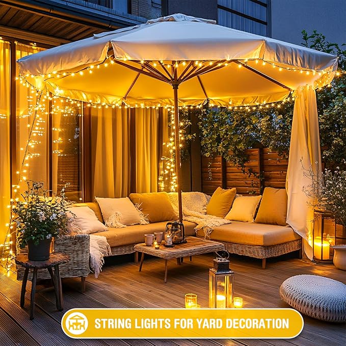 JMEXSUSS 400 LED String Lights for Outside, 132ft Warm White Twinkle Christmas Lights Plug in with Remote for Outdoor Indoor Garden Porch Wedding Tree Holiday Decor