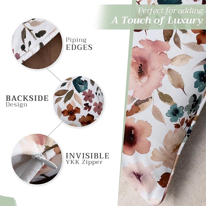 Maison d' Hermine Decorative Pillow Covers 12x20 Inch Rectangle 100% Cotton Throw pillow Covers with invisible Zipper Cushion Case for Living Room Couch, Chair, Sofas, Bedroom, Home (Blossom - Florie)