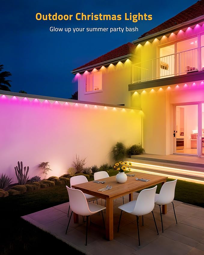 Permanent Outdoor Lights, 111FT Smart Black Christmas Lights with App Control, IP65 Waterproof Eternity Eaves Lighting with 72 RGB LED Lights for Outside Roofline Decor, Party, Holiday Xmas