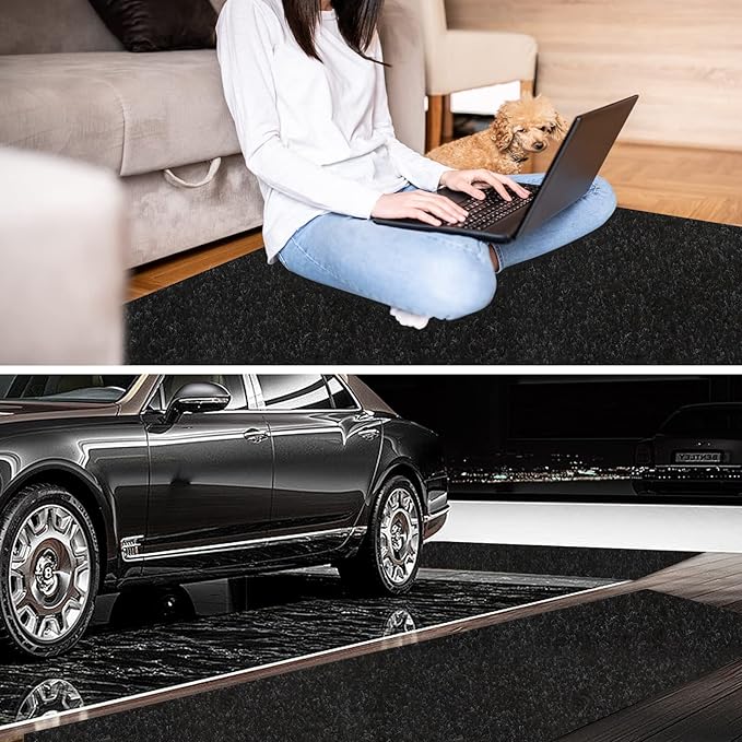 4' x 70' Runner Rugs with Rubber Backing, Indoor Outdoor Utility Carpet Runner Rugs, Black, Can Be Used as Aisle for The RV and Boat, Laundry Room and Balcony