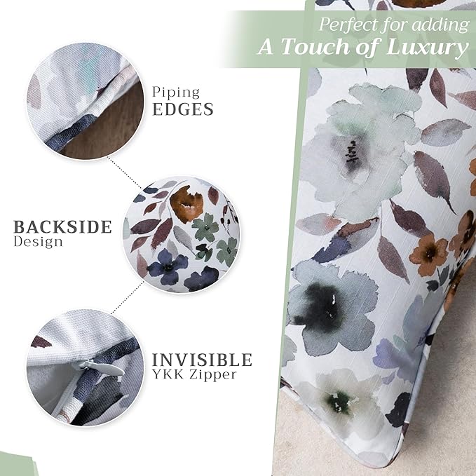 Maison d' Hermine Decorative Pillow Covers 12x20 Inch Rectangle 100% Cotton Throw Pillow Covers with Invisible Zipper Cushion Case for Living Room Couch, Chair, Sofas, Bedroom, Home (Blossom - Flora)
