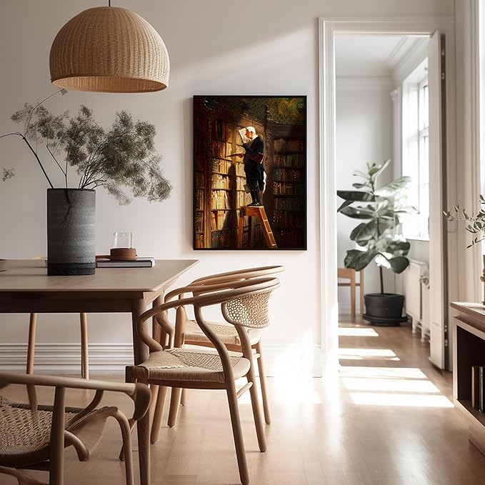 Poster Master Vintage The Bookworm Print - Retro Reading Book Print - Book Lover Art - Library Painting Wall Design - Librarian Art - Great Living Room or Office Wall Decor - 24x32 Unframed Wall Art