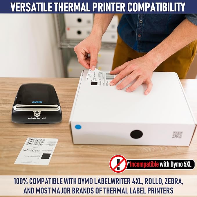 Dasher Products Thermal Shipping Labels Compatible with Dymo LabelWriter 4XL 1744907 4x6 Internet Postage Labels, Water Resistant, Strong Adhesive, Perforated, 220 per Roll, NOT for 5XL (4 Pack)
