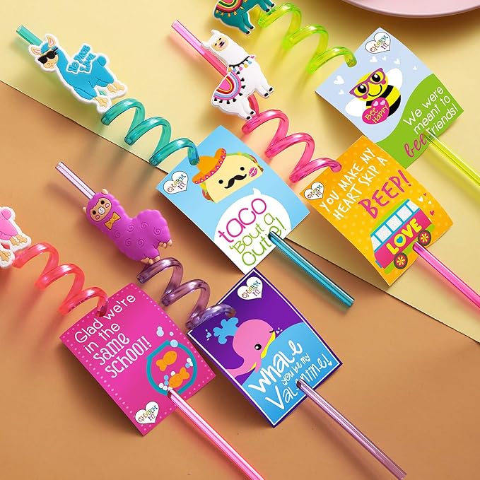 24 LLama Straws Party Favors for LLama Birthday Party Supplies with 2 Cleaning Brush