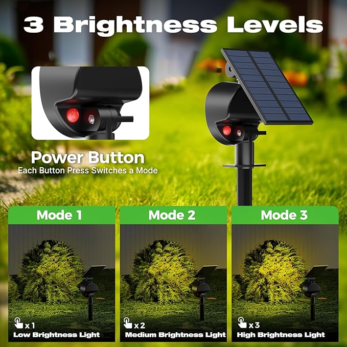 nipify 8 Pack Solar Spot Lights Outdoor Waterproof with 3 Modes, Solar Spotlight Light for Outside Yard Landscape Lighting Pathway Lights Wall,Warm White